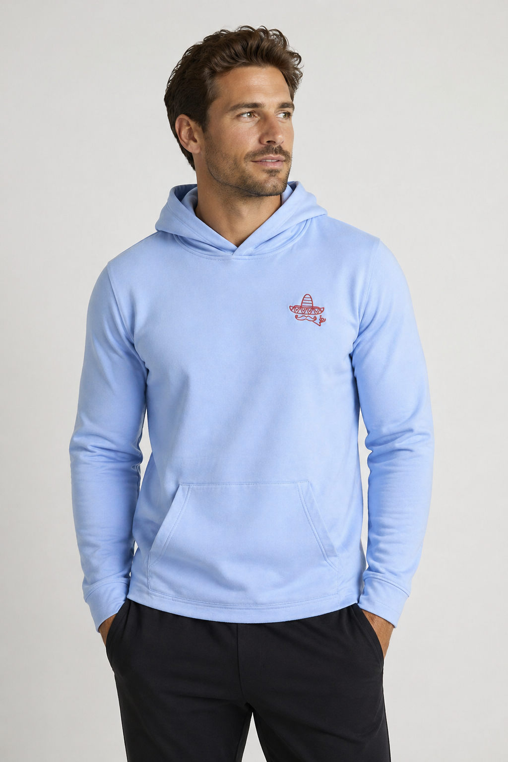 Smokin' Sombrero Lightweight Hoodie- Light Blue