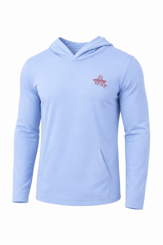 Smokin' Sombrero Lightweight Hoodie- Light Blue