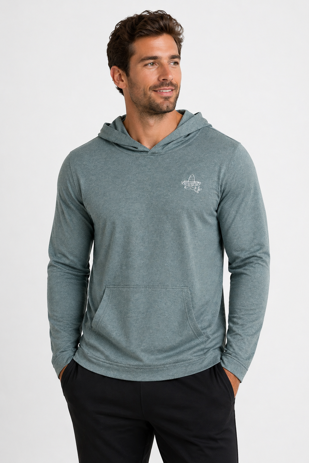 Smokin' Sombrero Soft & Stretchy Hoodie- Aqua Heather