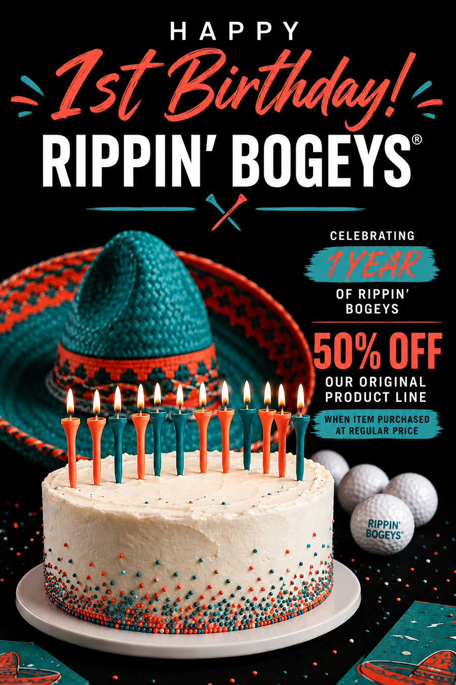 Happy 1st Birthday Rippin' Bogeys artwork from the live site