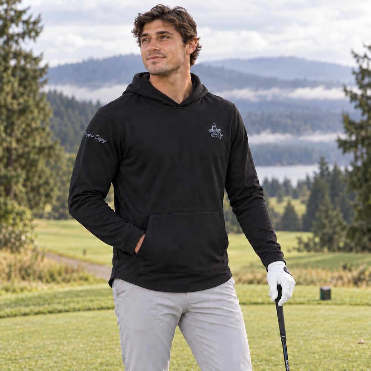 Smokin' Sombrero Lightweight Hoodie- Black